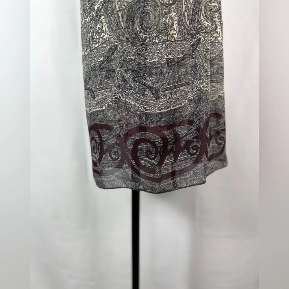 Max Edition Paisley Sheer Balloon Sleeve Boho Blouse Black Cream Red M